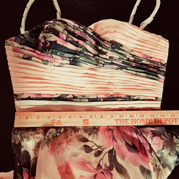 Grace Karin Womens Peach Floral Chiffon Corset Back Formal Maxi Dress 8 Prom - Picture 13 of 16